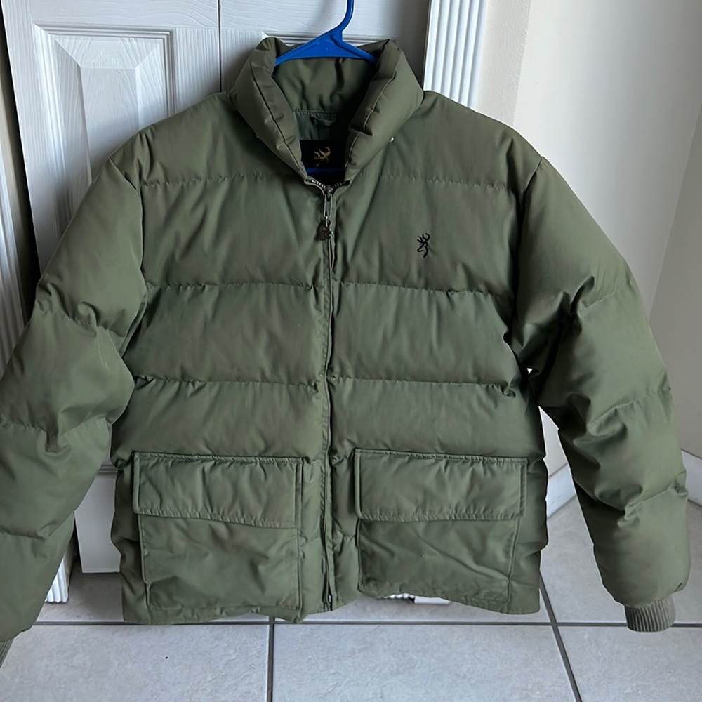 Heavy duty olive green Browning puffer jacket